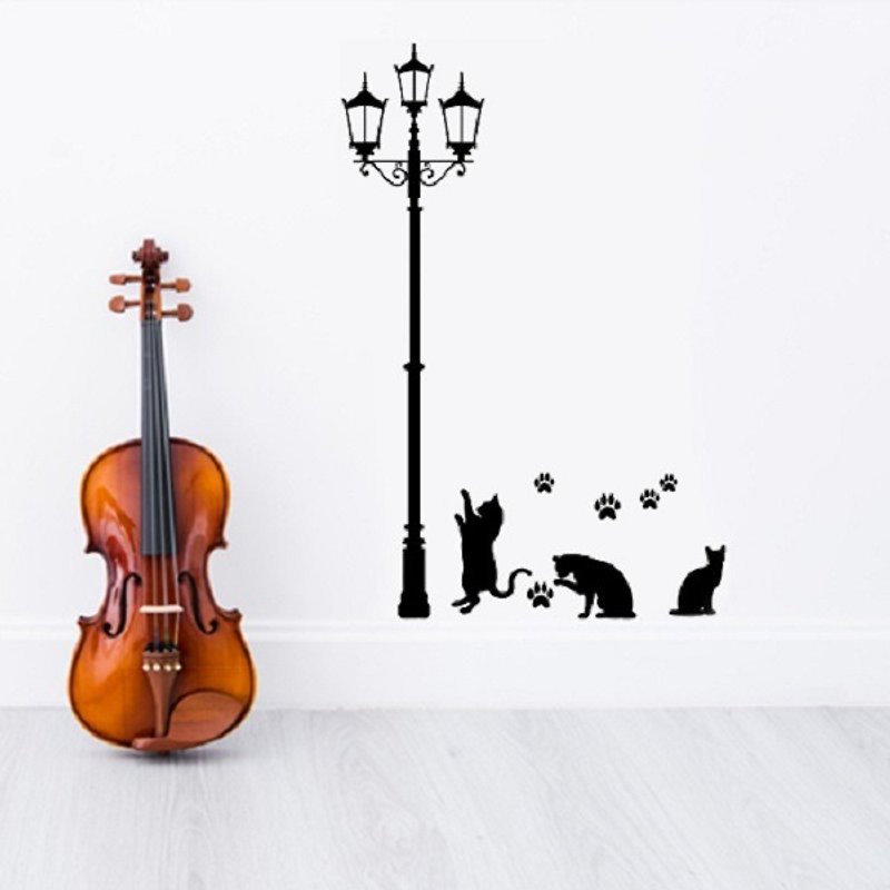 "Smart Design" creative non-marking wall stickers cat under the light (height 150 cm) 8 colors available - Wall Décor - Plastic Black