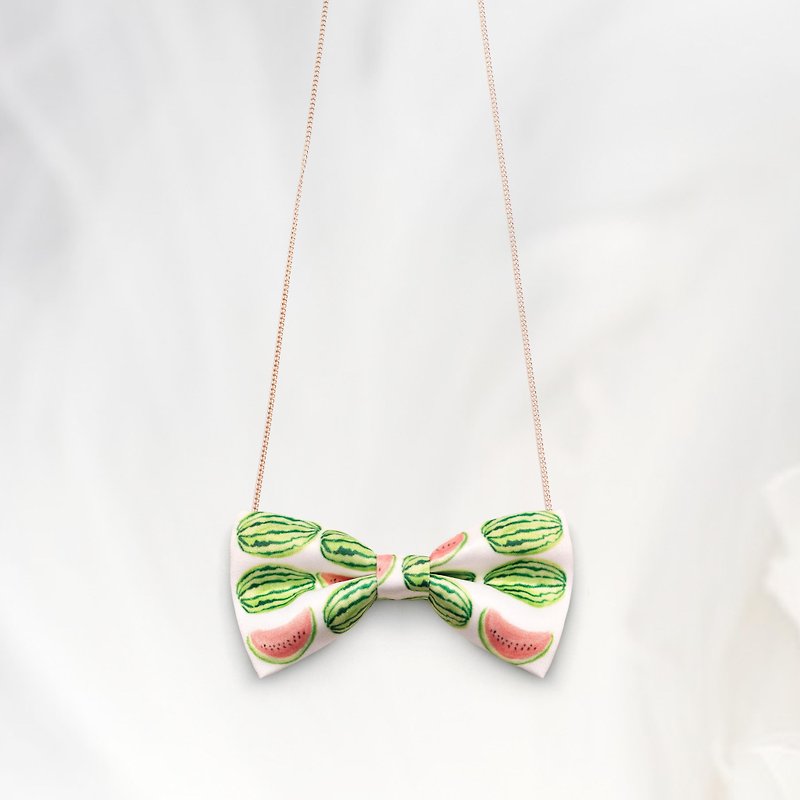 K0040 Watermelon pattern in Green Necklace, Hairband, Pet Collar, Toddler Bowtie - สร้อยติดคอ - วัสดุอื่นๆ สีเขียว