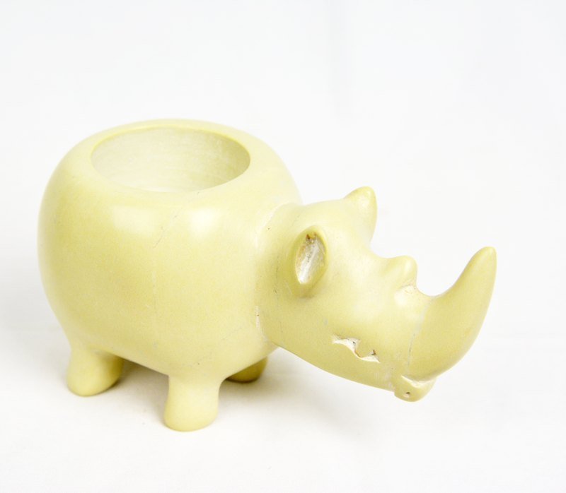 Soap stone white rhino animal Candlestick _ _ fair trade - น้ำหอม - เครื่องเพชรพลอย ขาว