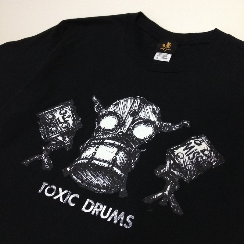 Rock T-shirt drums TOXIC DRUMS - เสื้อฮู้ด - วัสดุอื่นๆ สีดำ