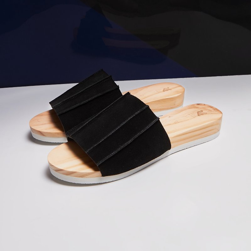 Black-Over Block Sandals - Sandals - Genuine Leather Black