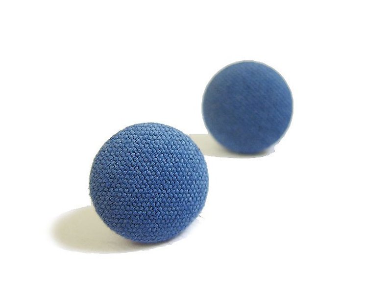 Cloth earrings blue canvas can be used as clip earrings - Earrings & Clip-ons - Other Materials 