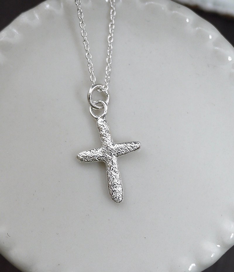 Double-sided cross sterling silver necklace Christ the gospel heaven blessing - Necklaces - Sterling Silver Silver