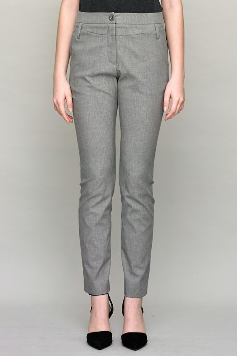 Fit slim safari trousers - กางเกงขายาว - ผ้าฝ้าย/ผ้าลินิน สีเทา