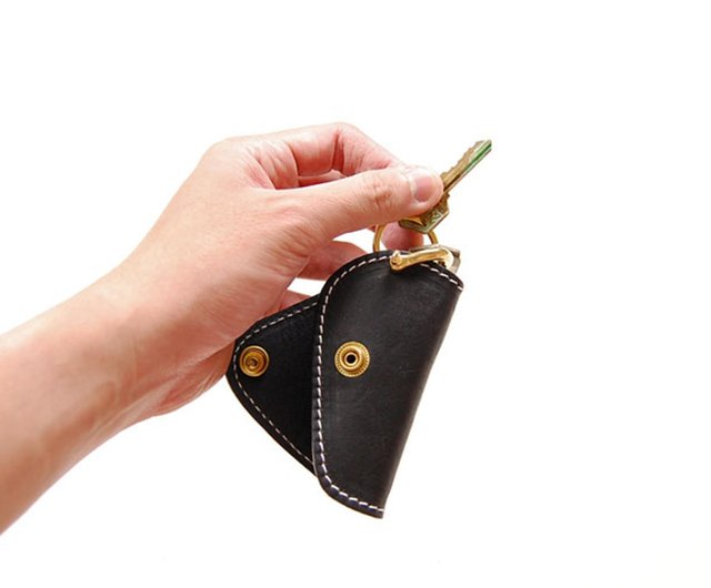 Hot Sale Double Zipper Car Key Pouch With Car Key Ring Cowhide Leather Key  Holder Bag With Key Chain - Buy Key Chain Wallet Leather Key Pouch Leather