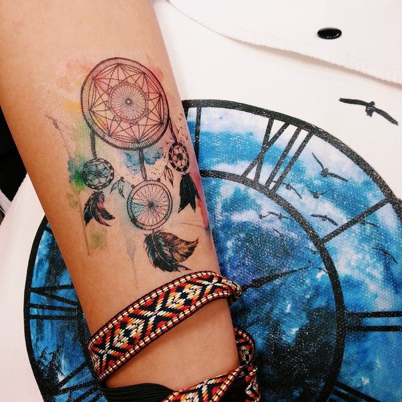 捕夢網 紋身貼紙(小)  (Dreamcatcher Tattoo Sticker) - 紋身貼紙/刺青貼紙 - 防水材質 多色