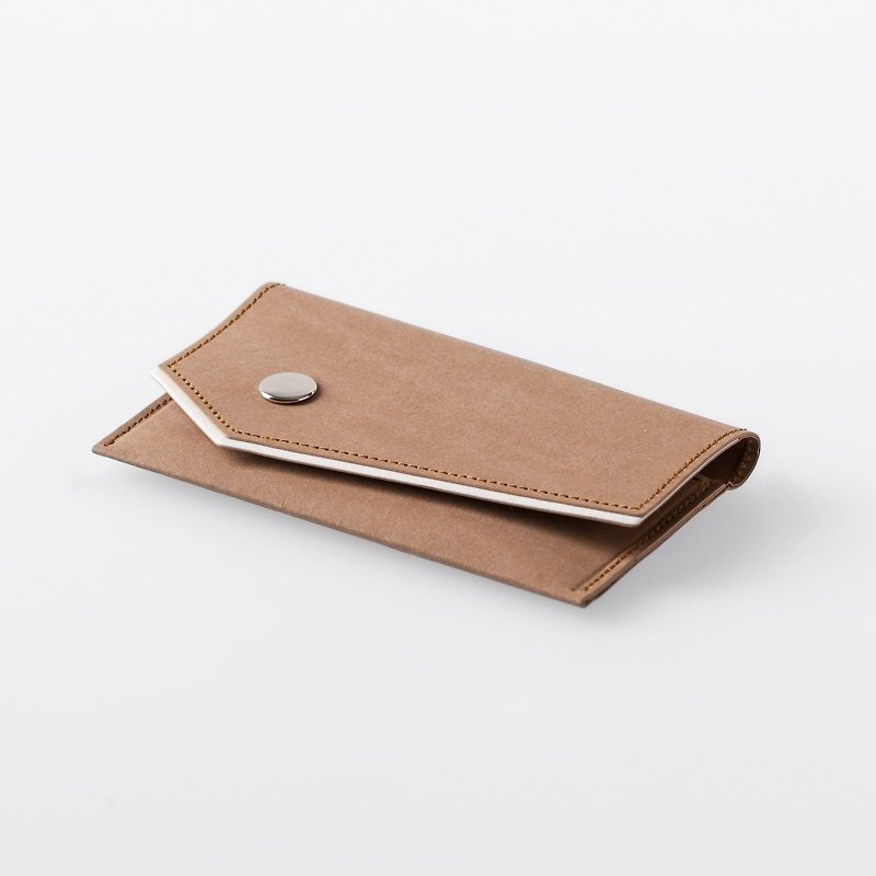 Bordered Angled Washable Paper Business Card Case in Sahara Camel - Card Holders & Cases - Paper White