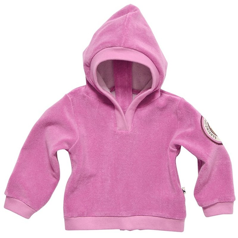 【北歐童裝】瑞典有機棉嬰幼兒連帽上衣適合4M至3歲 粉紅 - 嬰兒連身衣/包被/包巾 - 棉．麻 粉紅色