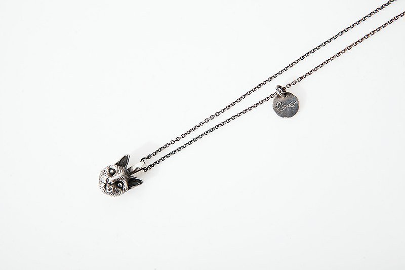 Regolith x KopoMetal - Cat Mixx Diamond Bracelet Co-Head Necklace (925 Sterling Silver) - สร้อยคอ - โลหะ สีดำ