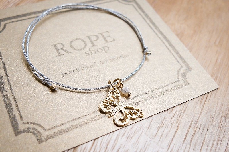 ROPEshop of Snow Butterfly [] silver rope bracelet series. - สร้อยข้อมือ - โลหะ สีทอง
