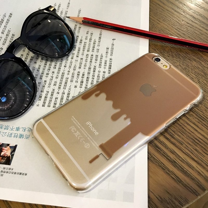 香港原創設計 金色趣味油漆在牆上 iPhone X,  iPhone 8,  iPhone 8 Plus, iPhone 7, iPhone 7 Plus, iphone 6/6S , iphone 6/6S PLUS, Samsung Galaxy Note 7 透明手機殼 - 手機殼/手機套 - 塑膠 咖啡色