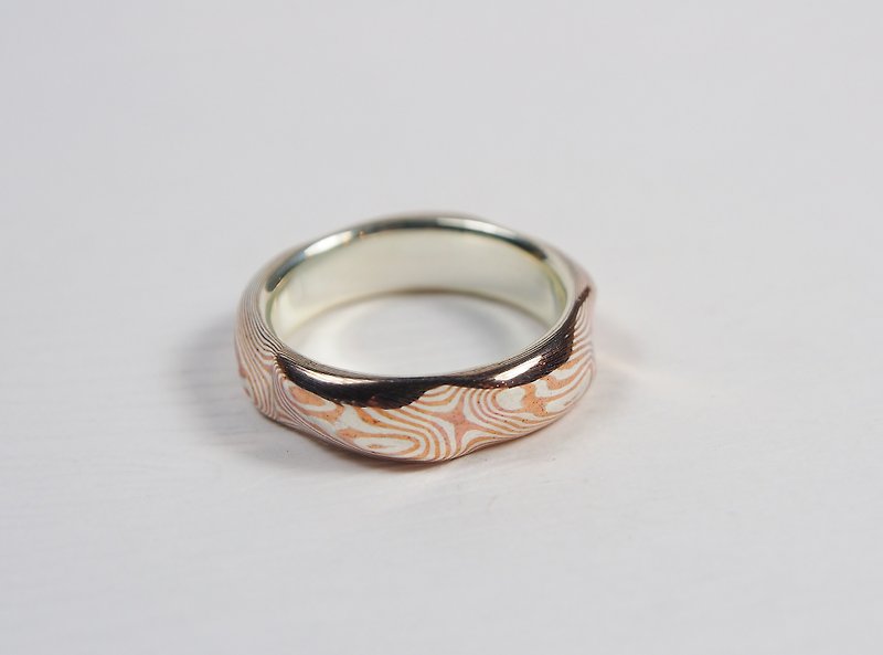 木目金 戒指 木紋金 客製 (銀銅材質) Mokume Gane (可另訂對戒) - 對戒 - 貴金屬 多色