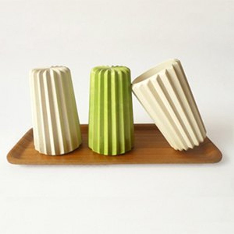 Eco-friendly bamboo fiber-2 full bamboo cups (natural green) - ถ้วย - พืช/ดอกไม้ สีเขียว