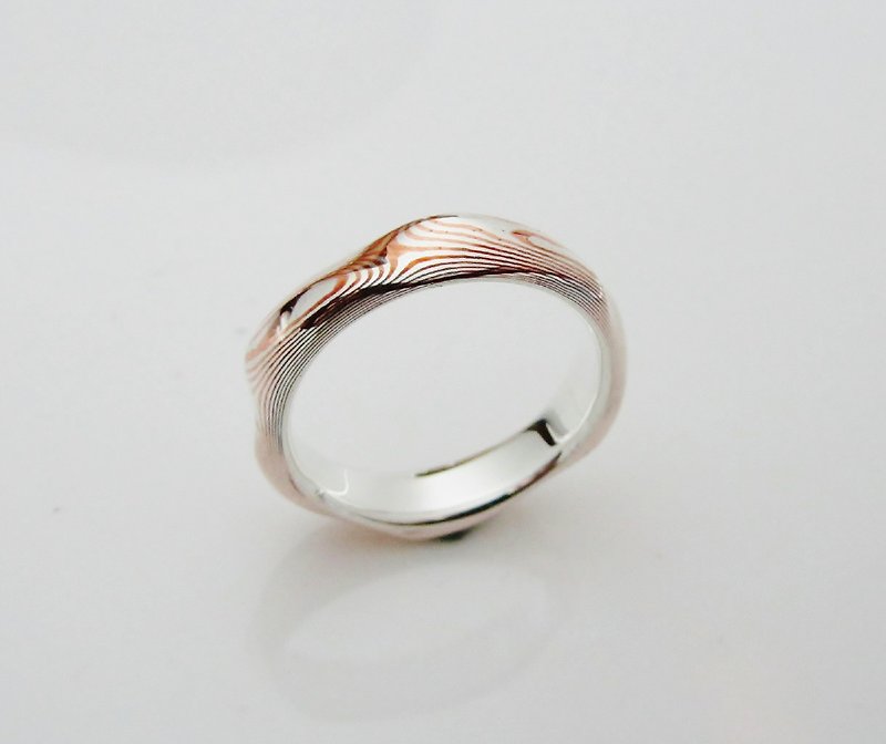 Element 47 Jewelry studio~ mokume gane ring 19   (silver/copper) - แหวนคู่ - เครื่องประดับ หลากหลายสี