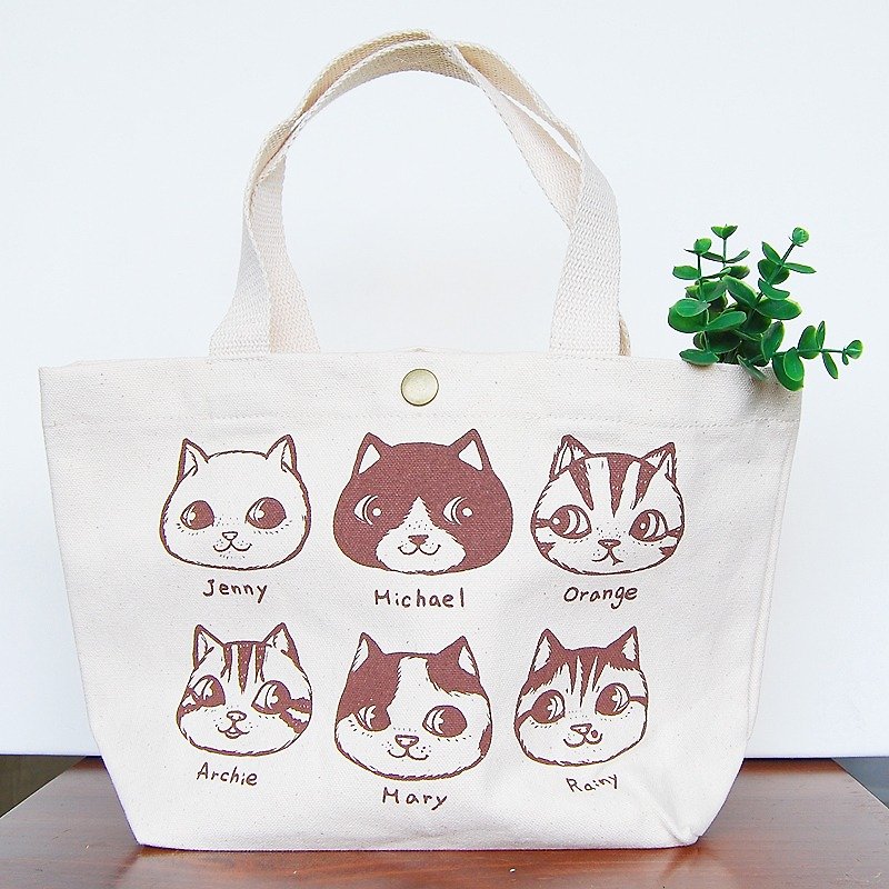 Fish cat / canvas bag - Handbags & Totes - Other Materials White