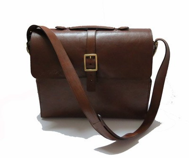 Italian coffee premium hand-dyed cow scalp side backpack - Other - Genuine Leather Brown
