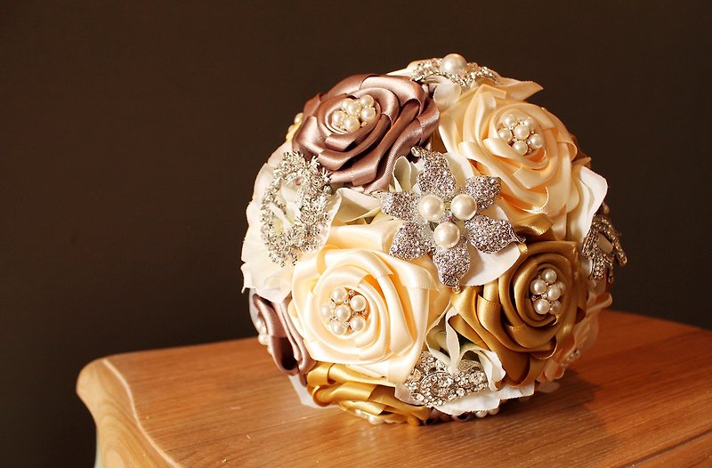 Jewelry Bouquet [Rose Jewelry Series] Big Rose / Champagne - Other - Other Materials Brown