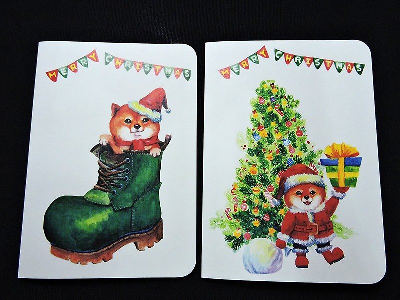 Shiba Christmas Christmas card (set of 4) - Cards & Postcards - Paper Gold