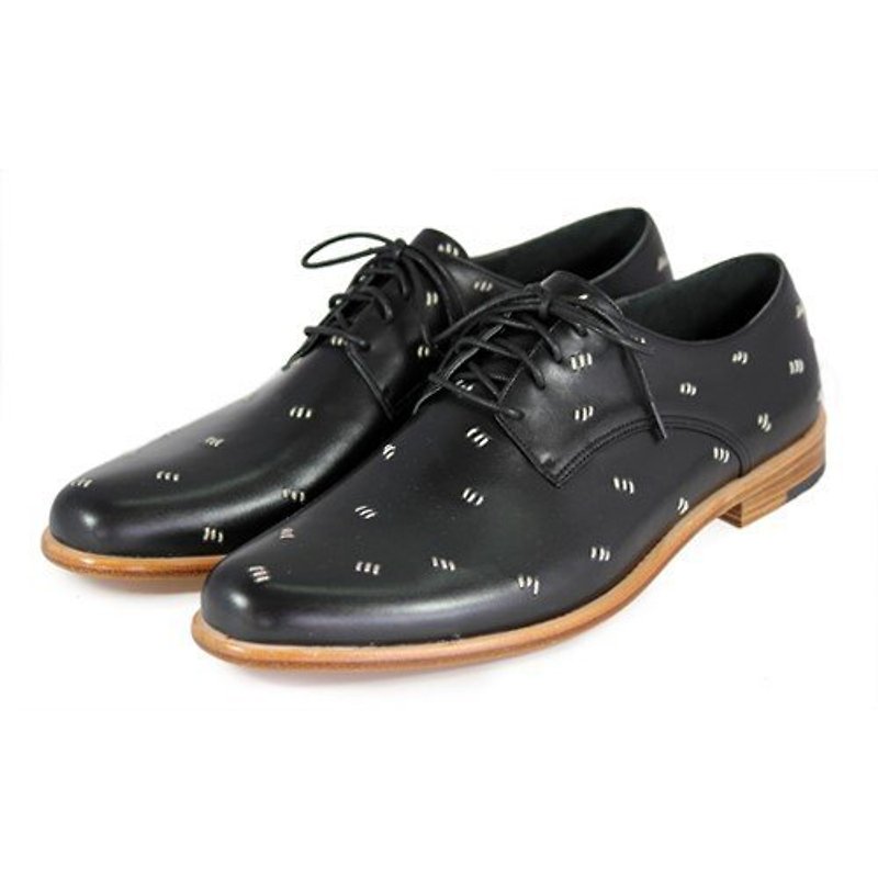 Derby shoes Snowdrop M1091 Stitching Black - Men's Leather Shoes - Genuine Leather Black