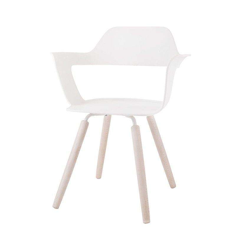 MUSE Mu Division_Four-legged Chair/Whitening | Wood Grain Feet (Products are only delivered to Taiwan) - เฟอร์นิเจอร์อื่น ๆ - พลาสติก ขาว