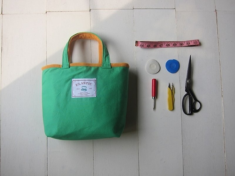 馬卡龍系列-帆布小號托特包鮮草綠+芒果黃 - 手提包/手提袋 - 其他材質 多色