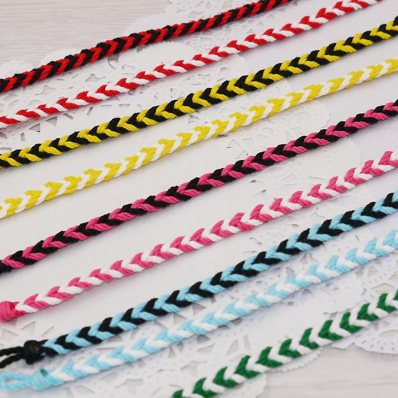 Puffy Candy-Purely hand-woven lucky bracelet surfing anklet anklet S (cotton four-strand braid) - สร้อยข้อมือ - ผ้าฝ้าย/ผ้าลินิน 