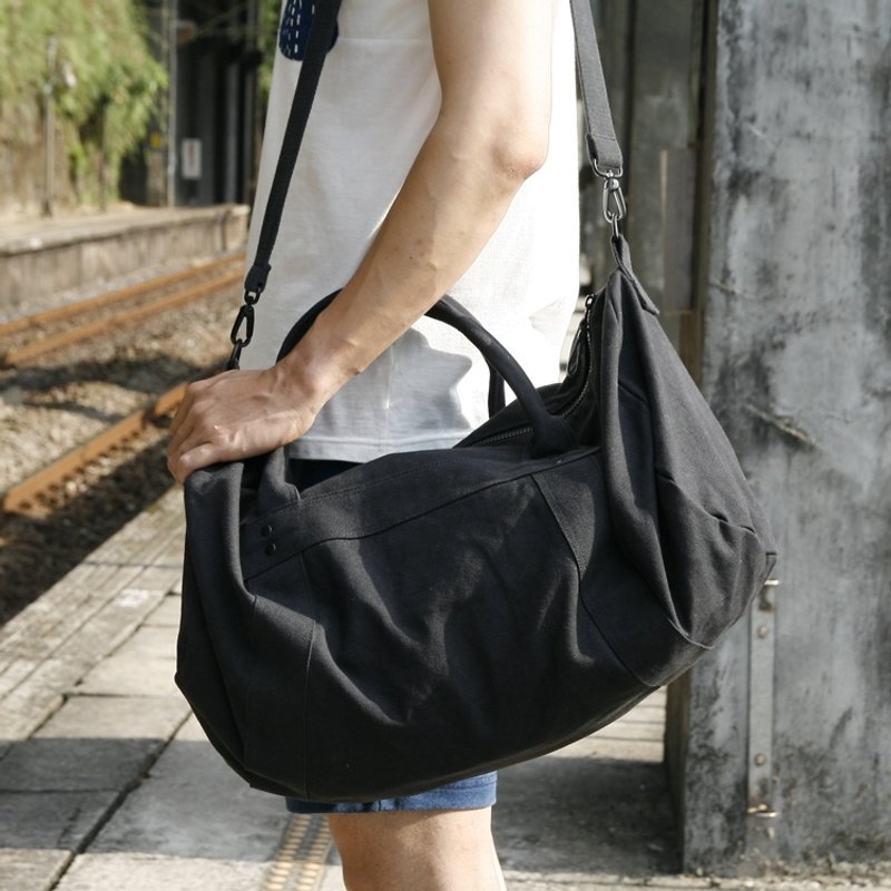 Mushroom mogu / messenger bag / Driftwood / Black - Messenger Bags & Sling Bags - Cotton & Hemp Black