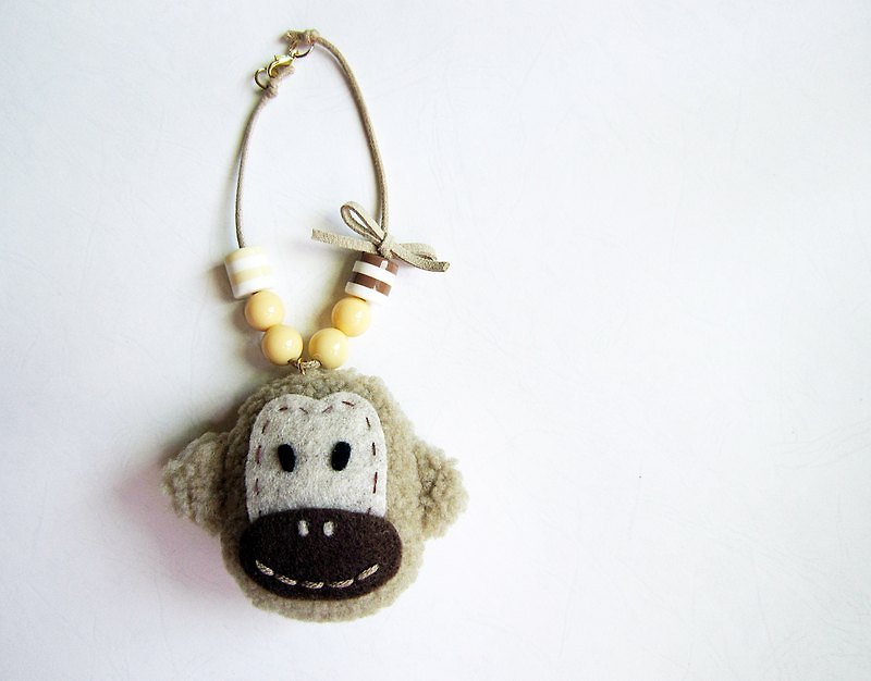 Playful Monkey Charm- Khaki - Charms - Other Materials Brown