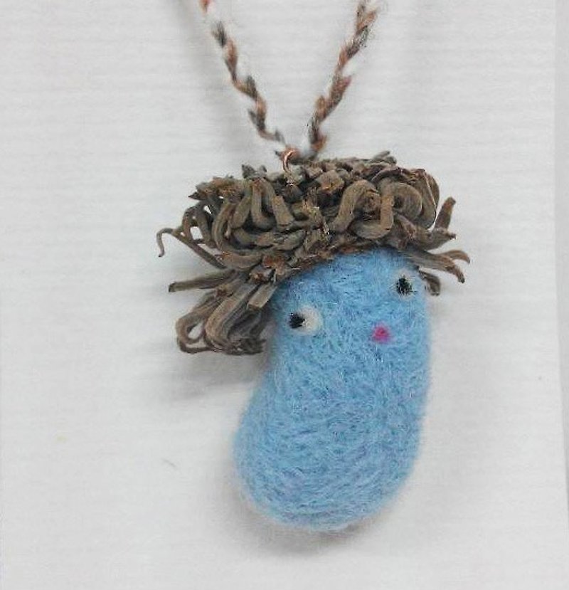 Warm Forest Charm--Rolled Beans - Charms - Wool Blue