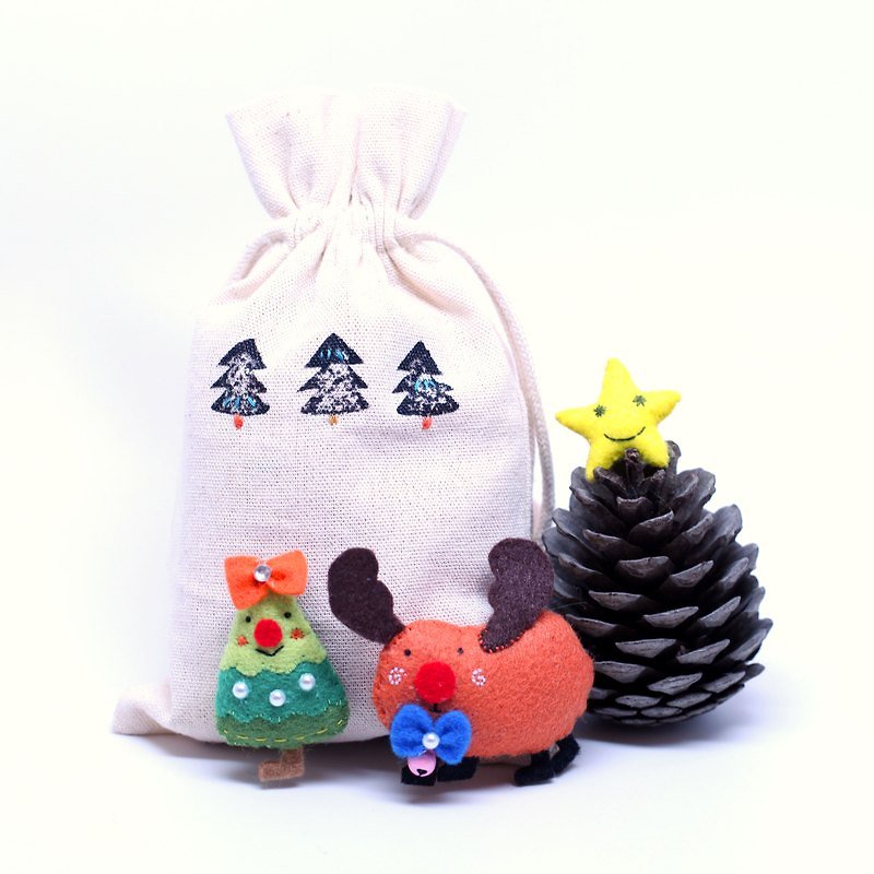 聖誕節限定交換禮物紙盒包裝 麋鹿、星星、小樹聖誕禮物包組合 - 磁石貼/磁鐵 - 其他材質 多色