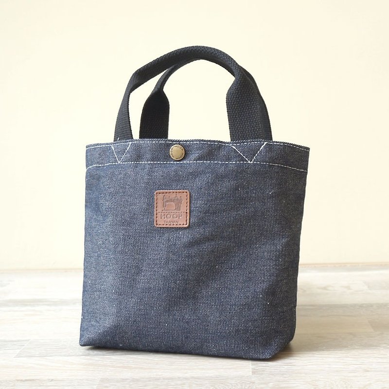 シンプルなハンドバッグ | ウエスタン カウボーイ - トート・ハンドバッグ - コットン・麻 ブルー