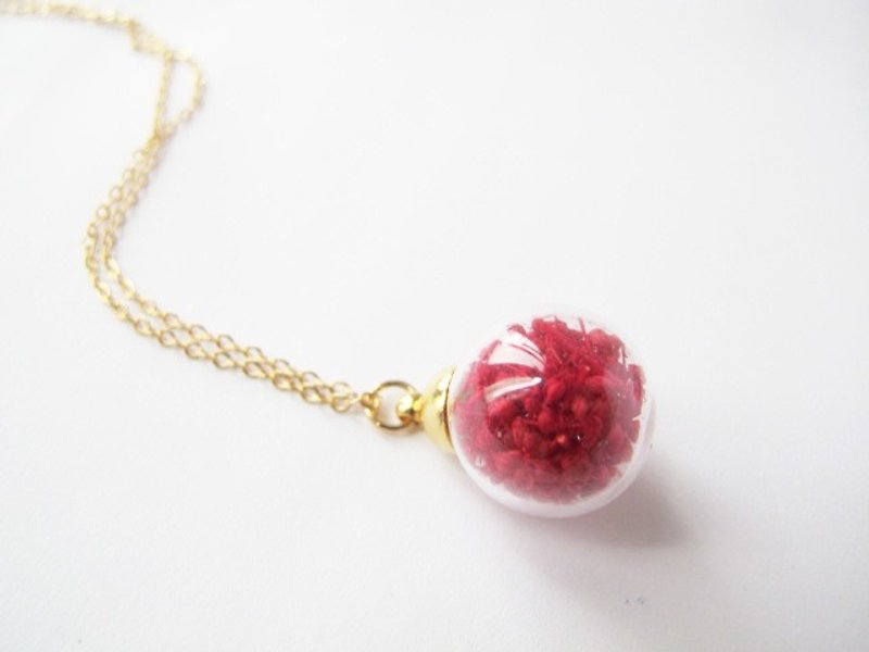 * Rosy Garden * red glass ball necklace spike meters Artemisia - สร้อยติดคอ - พืช/ดอกไม้ สีแดง