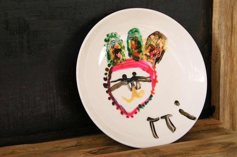 g8106手工彩繪兔兔中盤 - 小碟/醬油碟 - 其他材質 