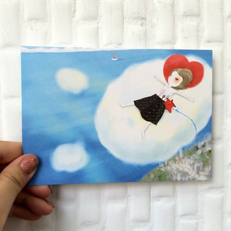 ┇eyesQu┇Empty Freedom┇Illustration postcard - การ์ด/โปสการ์ด - กระดาษ สีน้ำเงิน