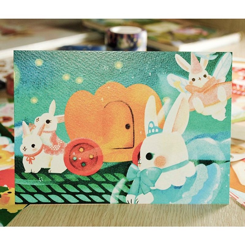 小兔童話明信片*灰兔姑娘 - 心意卡/卡片 - 紙 藍色
