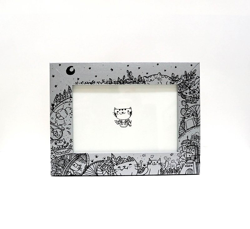[Cats in the city painted frame +] painted a small card - Picture Frames - Wood 