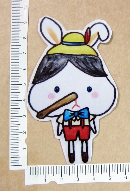 毛球工坊 手繪插畫風格 完全 防水貼紙 童話故事小白兔 小木偶 Pinocchio