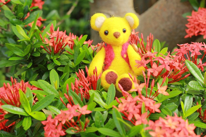 Mustard Yellow Bear - Stuffed Dolls & Figurines - Wool Multicolor