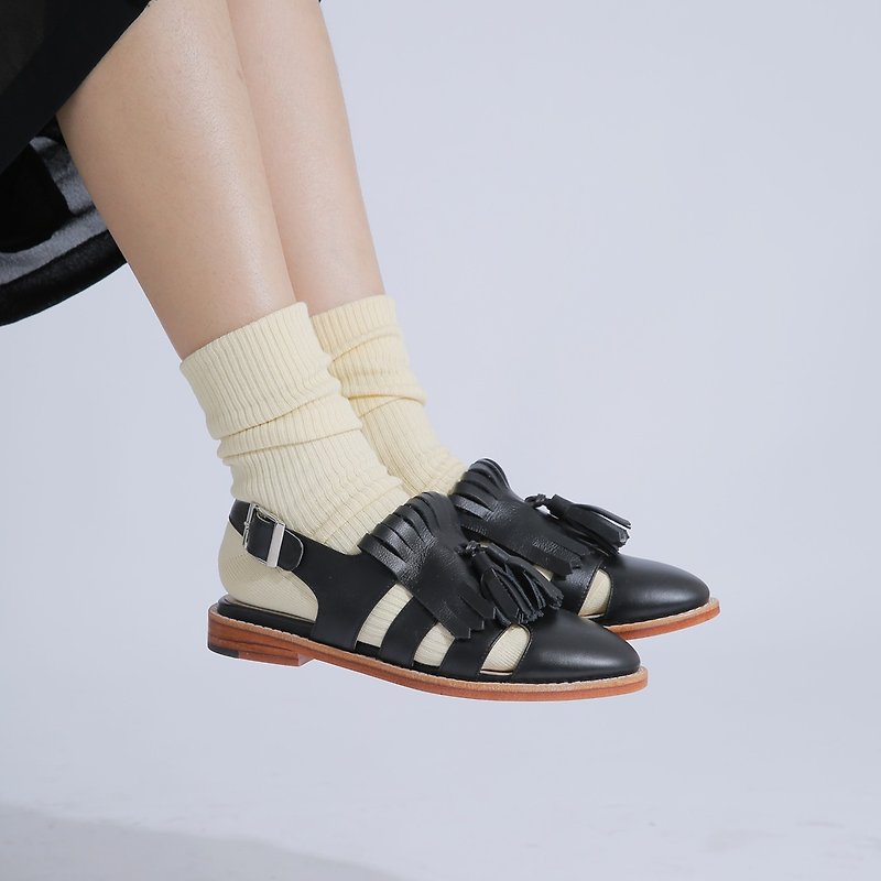 真皮 涼鞋 黑色 - Kumamoto Sandal Black