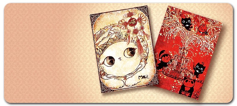 はがき|両面イラスト-猫が新年を祝う（2） - カード・はがき - 紙 