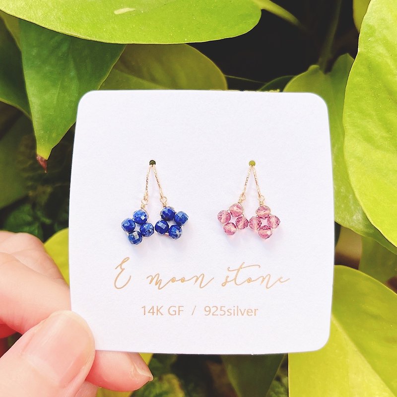 Gemstone Mini Window Earrings Crystal - ต่างหู - คริสตัล หลากหลายสี