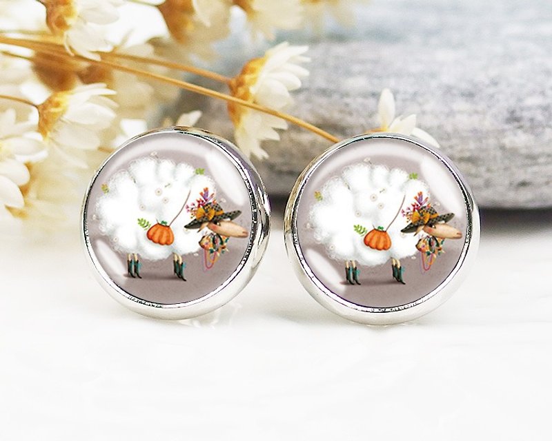 Going out sheep-clip-on earrings︱ear acupuncture earrings︱small face modification fashion accessories︱birthday gifts - Earrings & Clip-ons - Other Metals Multicolor