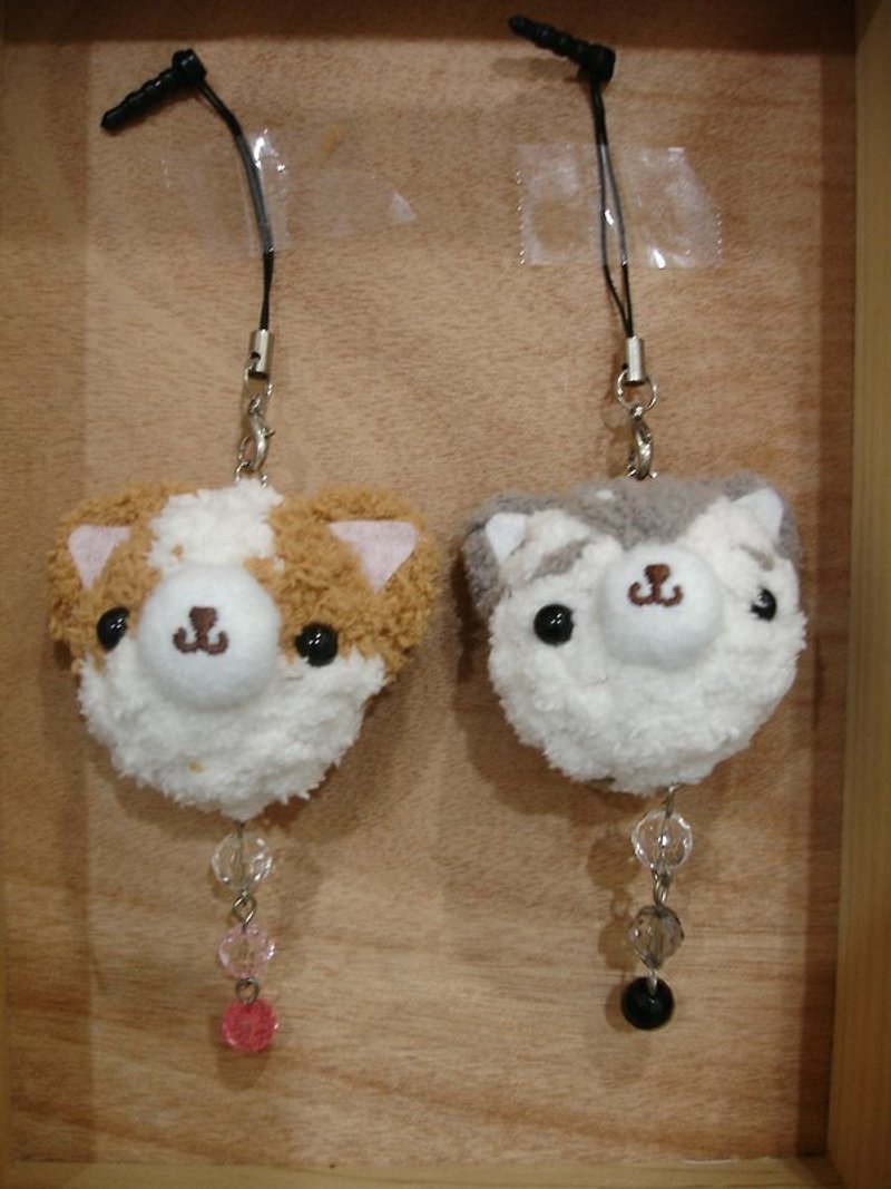 Marshmallow animal mobile phone strap. Mobile dust plug - Phone Stands & Dust Plugs - Other Materials Brown