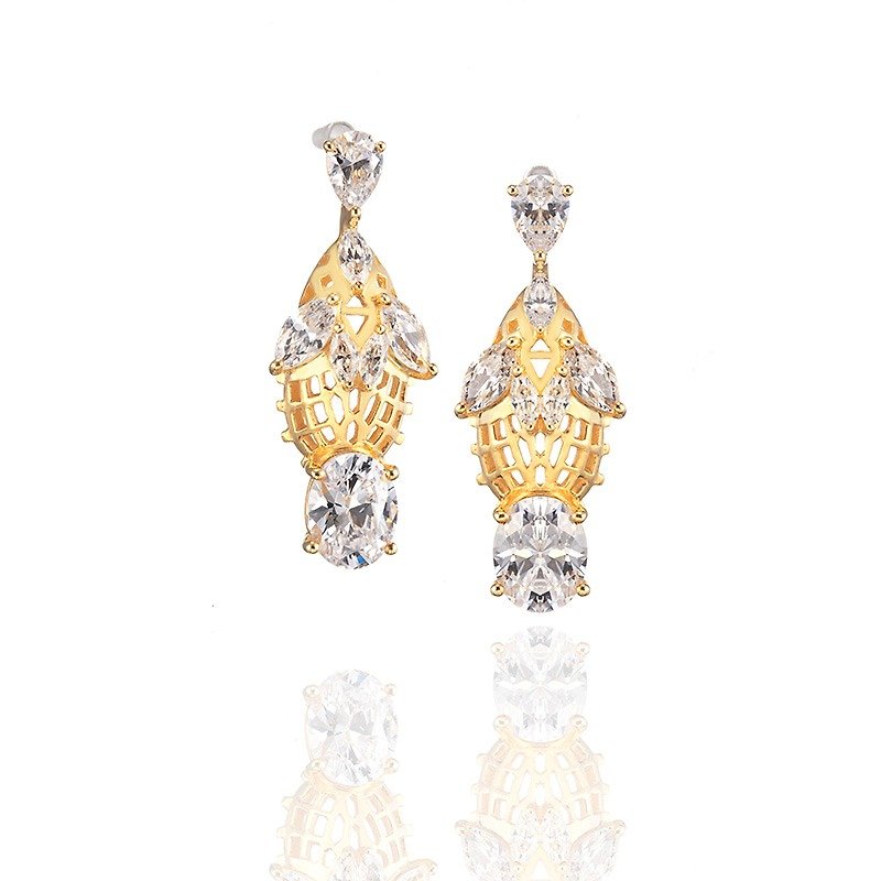 【Nichée h.】Romantic Silk Nest - Earrings & Clip-ons - Gemstone Gold