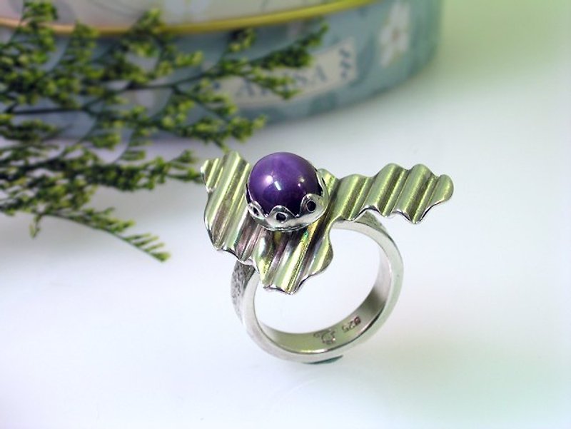 Purple Star gem silver ring - แหวนทั่วไป - โลหะ สีม่วง