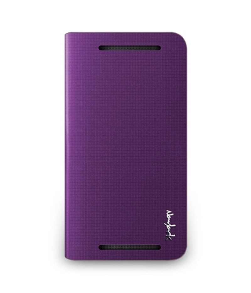 hTC One M8 square embossed leather roll standing - cobalt violet - Other - Genuine Leather Purple