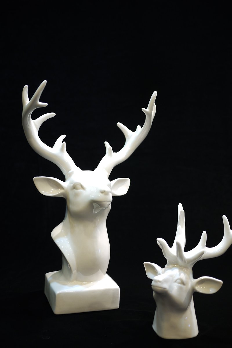 北歐風白瓷鹿頭擺飾(兩款-大) - ของวางตกแต่ง - วัสดุอื่นๆ 