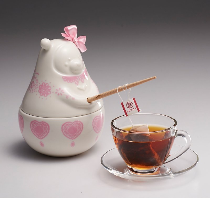 ARTEA 粉愛心Tea熊茶葉罐(3款推薦下午茶組)Bear熊茶葉罐 - 茶葉/漢方茶/水果茶 - 瓷 粉紅色