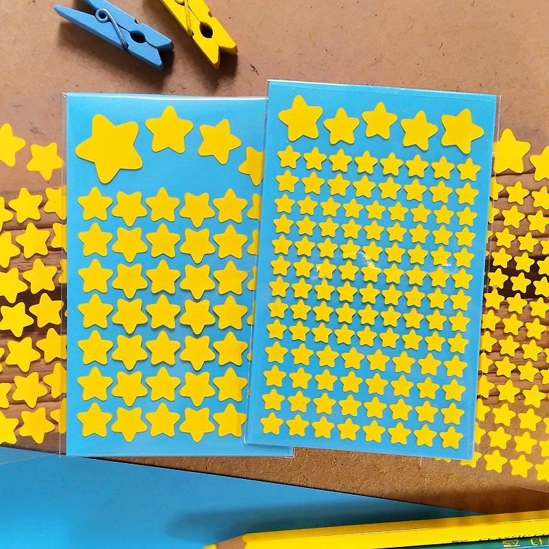 星星貼紙 2張組 - 貼紙 - 防水材質 黃色