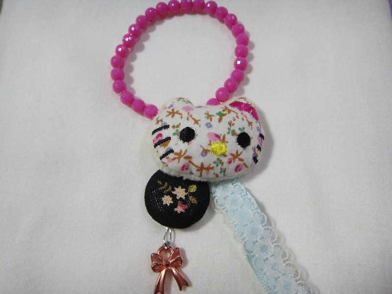 (C) British cat _ _ cloth strap buttons random shipments - Charms - Other Materials Pink